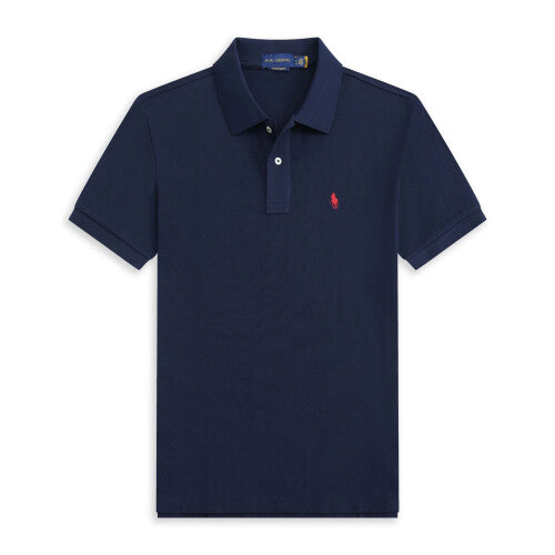 (Royal blue, L) Mens Cotton Polo T-shirt Short Sleeve Tops