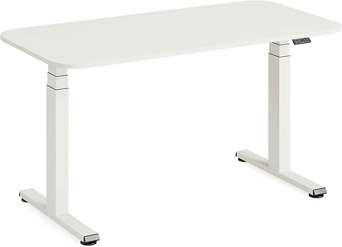 Steelcase Solo Sit-to-Stand Electric Height-Adjustable Home Office Desk with Programmable Controller, Powerful Motor, Anti-Collision Sensor + Cable Management Net in Snow/Pearl Snow (140 x 70 cm)
