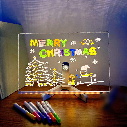 (Large size 300 200 3mm) Note Board With Colors Led Acrylic Dry Erase Board With 7 Pens For Office Home~