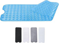 Zuvo -Extra Long Bath Mat (100 X 40cm, Blue) - Shower Mat Non Slip Anti Mould, Machine Washable Rubber Shower Mat with Powerful Suction Cups for Kids and Elderly