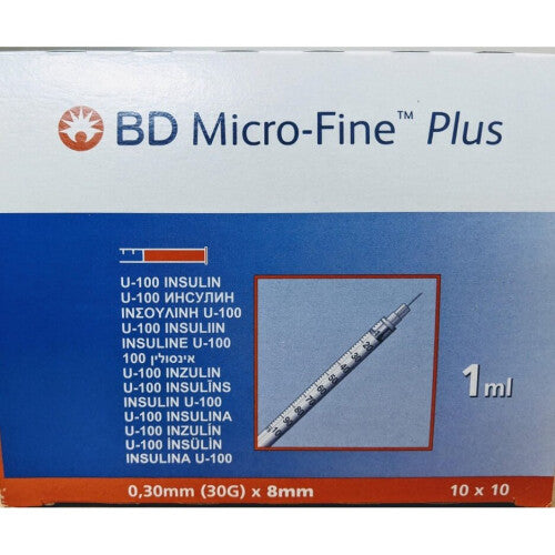BD MicroFine + Plus 1ml U100 30G 8mm x 100