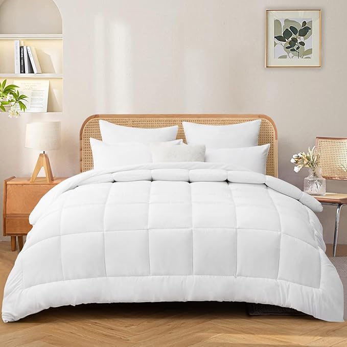 RUIKASI King Size Duvet 10.5 Tog - Kingsize Bed Quilt All Year Round Luxury Hotel Comforter with Corner Tabs Soft Touch Machine Washable 300GSM,220x230cm White