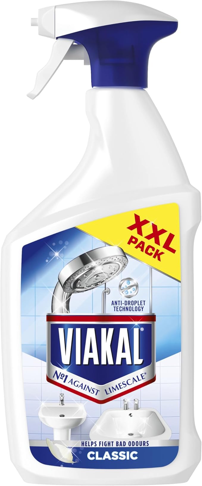 Viakal Classic Limescale Remover Spray 1050ml, To Remove Up To 100Percent Of Limescale With Anti-droplet Technology
