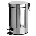 Crystals Small Pedal Bin with Lid-3 Litre Bathroom Bin for Rubbish and Waste-Stainless Steel Toilet Bin with Removable Inner Plastic Bucket-Ideal Size for Bedroom Bathroom Toilet Waste (Silver)