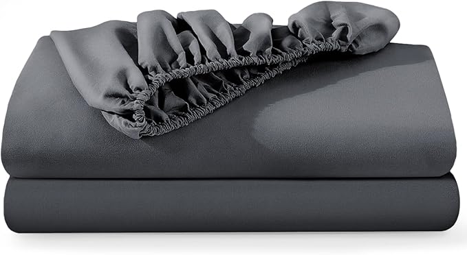 Single Fitted Sheets 2 Pack – Charcoal (91x190cm) up to 25cm Deep Bed Sheets