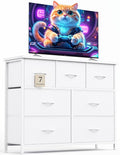 CAIYUN Chest of Drawers for Bedroom with 7 Drawers, Fabric Storage Drawer, Tall White Hallway Storage Unit