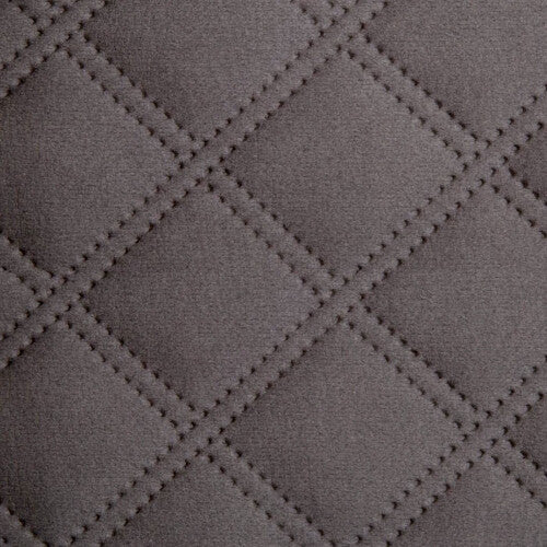 Double Stitch Diamond Quilted Velvet Upholstery Fabric - Grey