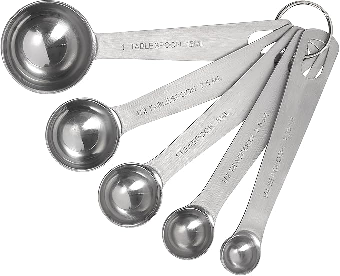Tala Stainless Steel Measuring Spoons, 5 Piece Set for Measuring Dry and Liquids with Clear and Easy to Read makring on Each Spoon to Know The measurment
