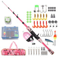 (1.5M, Pink) Kids Fishing Rod and Reel Combo Full Kit 1.2m/1.5m Telescopic Casting Rod Pole with Spincast Reel an
