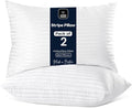 Pack of 2 Stripe Hotel Collection Bed Pillows – Original Down Alternative Pillows for Sleeping, Soft Support for Back, Stomach & Side Sleepers