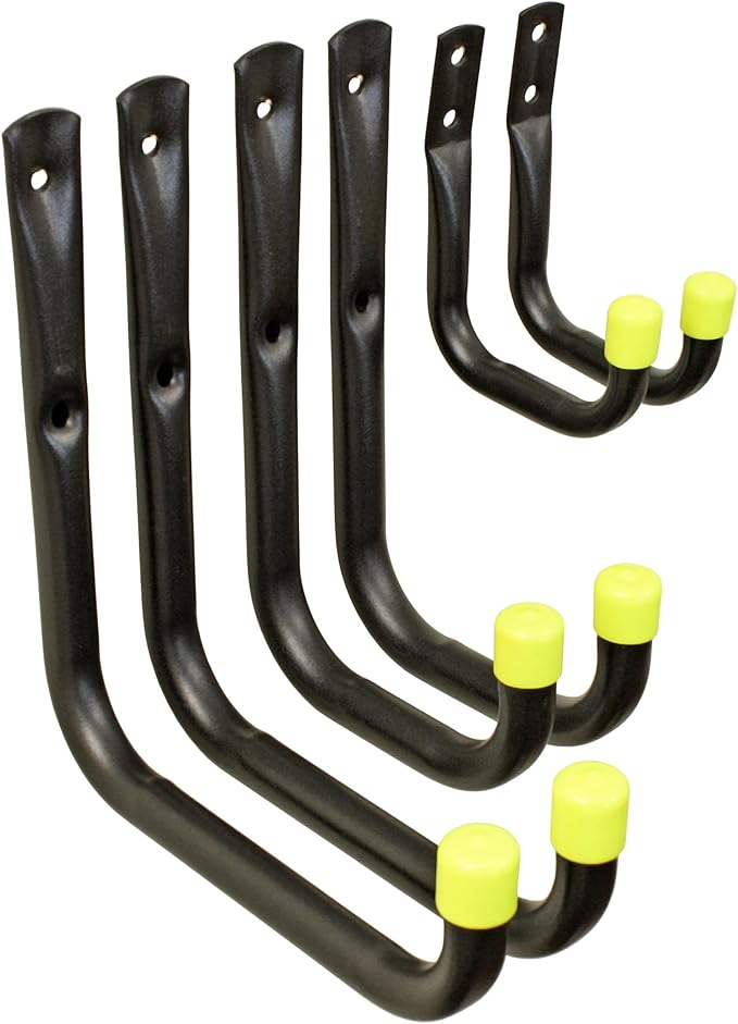 Universal Heavy Duty Garage Storage Hooks Set, 30kg Load Capacity per Hook (6 Pack)