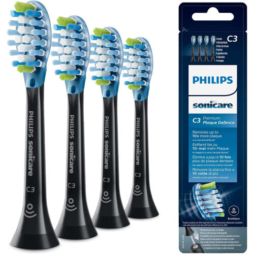 Philips Sonicare Original C3 Premium Plaque Defence Standard sonic toothbrush heads - 4 pack in Black (Model HX9044/33)