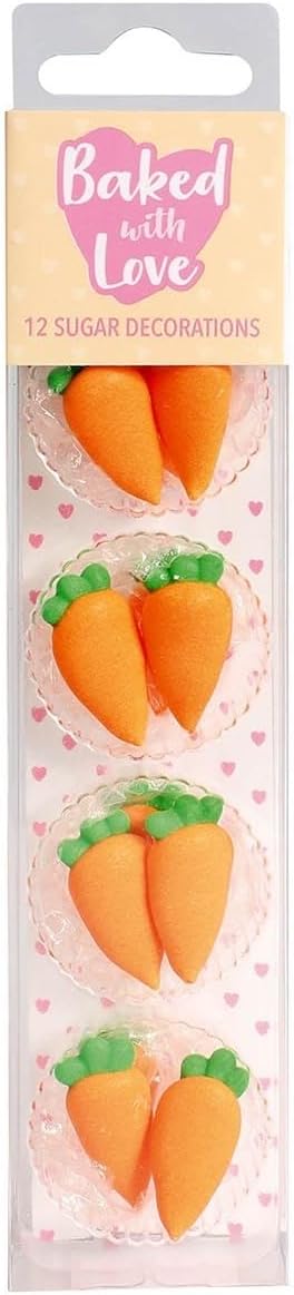 Baked With Love 12 Carrots Sugar Decorations,Orange