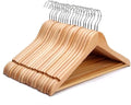 Wooden Coat Hangers - 20 Pack Premium Trouser Bar & Shoulder Notches for Men and Women’s Clothing Organization - Durable Wardrobe Storage Solution with Round Bar, Closet Essentials