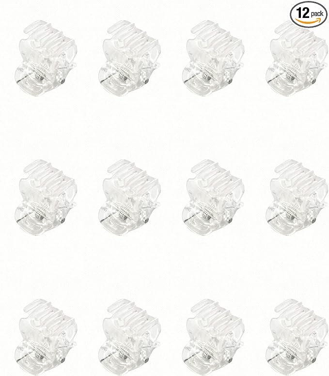 12pcs Mini Hair Claw Clips Clamps Small Plastic Hair Clips Pins Grips Womens Girls Hair Accessories 1CM in Size (Clear)