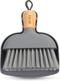 Zuvo - Mini Dustpan and Brush Set | Bamboo Handle Brush and Dustpan Combo | Compact Handheld Dust Pan for Table, Desk, Countertops | Soft Bristles, Snap-On Design