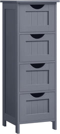 VASAGLE Bathroom Floor Storage Cabinet, Bathroom Storage Unit with 4 Drawers, Bathroom Cabinet Freestanding, 30 x 30 x 82 cm, for Living Room, Dining Room, Kitchen, Modern Style, Grey LHC040G01