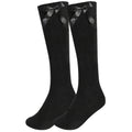 (Black, 4-7) Girls Knee School Sock Plain Satin Bow Sock 3 Pack