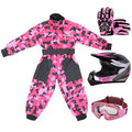 (Pink, M) ZORAX X19 Kids Motocross MX Helmet Motorbike Camo Suit Karting Gloves Goggles