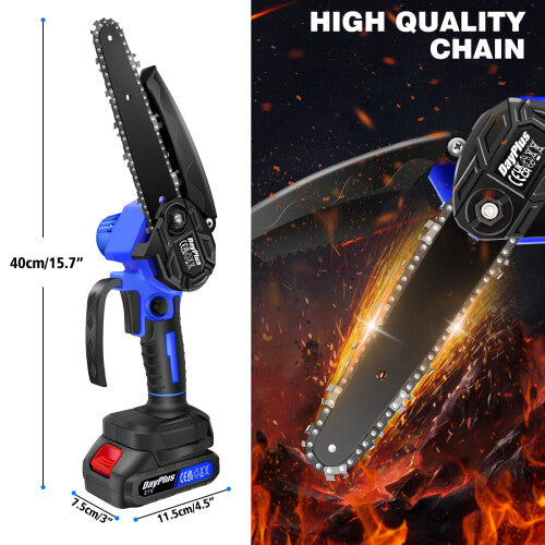(2 Batteries) Brushless Chainsaw 6inch Cordless Electric Chain Saws with Chains 1300mAh Battery Handheld Chainsaws for Cutting Wood Gardening Pruning