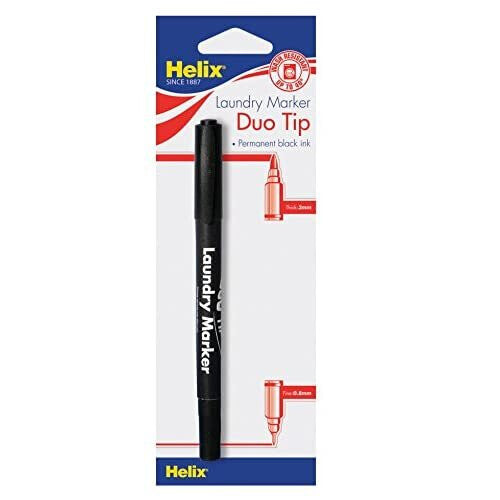 Helix Dual Tip Fabric and Laundry Permanent Marker Pen - Black