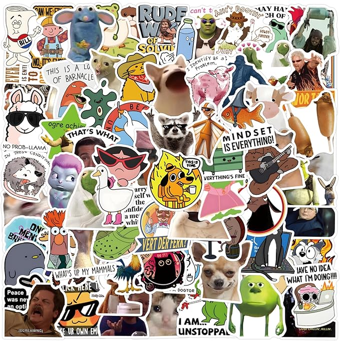 110 PCS Funny Meme Stickers – Waterproof Vinyl Laptop Stickers for Adults Teens – Funny Graffiti Stickers with No Residue Removal for Water Bottle, Phone, Journals & Skateboard