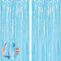 2pcs 3.2ft x 6.5ft Macaron Blue Foil Curtain Decoration Tinsel Foil Fringe Curtains Streamer Backdrop for Birthday Graduation Wedding Engagement Bridal Shower Christmas,Engagement Prom Decoration