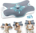 Memory Foam Pillow, Orthopedic Pillow,Two Heights Available, Neck Support Pillow with Cooling Washable Cover, Ergonomic Side Sleeper Pillow, Ideal for Side, Back & Stomach Sleepers(Grey)