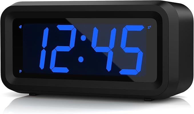 KWANWA Alarm Clock for Bedroom,Digital Clock Battery Operated with Big 1.2'' LED Time Display,Adjustable Brightness,12/24Hr,Portable Cordless,Alarm Clocks Bedside for Travel/Wall/Shelf/Desk