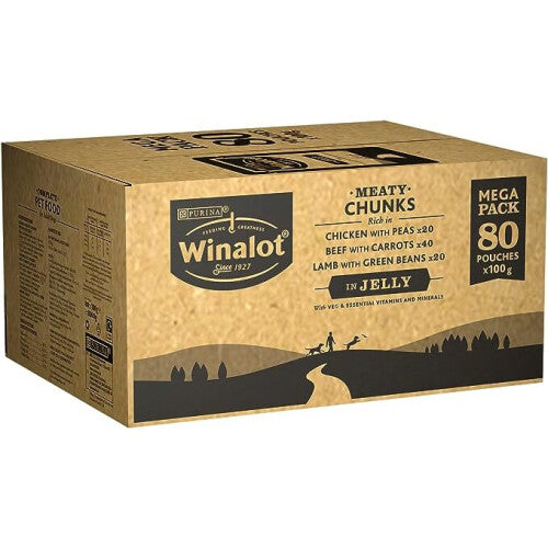 Winalot Dog Food Pouches Mixed in Jelly, 80 x 100 g