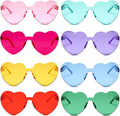 Love Heart Shaped Rimless Sunglasses - 8 Pcs, Adults & Kids Colored Glasses