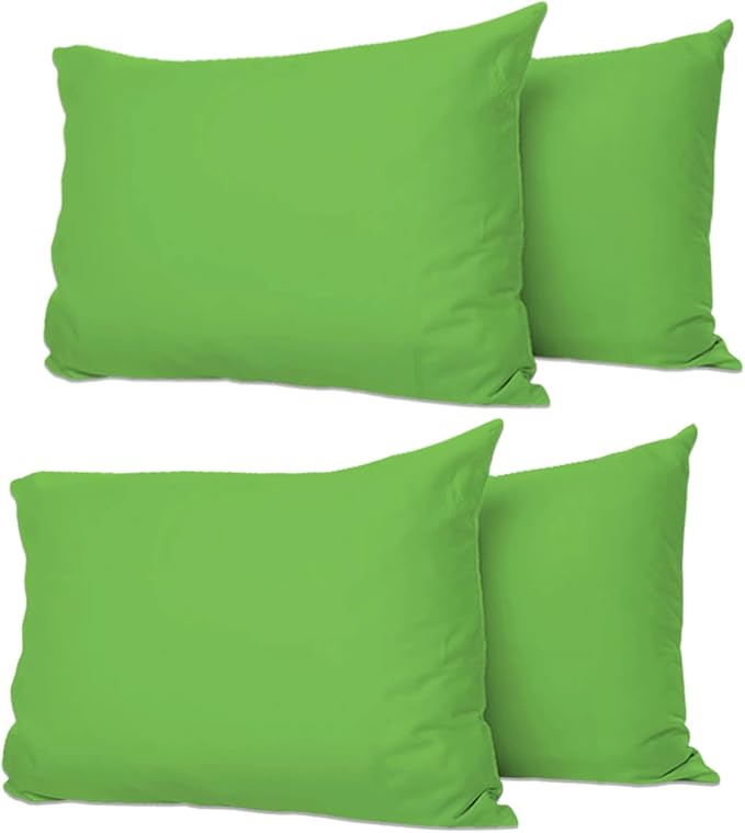 Pillow Cases 4 Pack Green, Soft & Breathable 100% Brushed Microfiber Pillowcase. Anti-Allergic & Machine Washable with Secure Envelope Closure, Multicolor, UK Size 50 × 75 cm