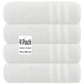 (White) 4 X Luxury Bath Towels 100% Egyptian Cotton Large Size Big Bathroom Towels Set