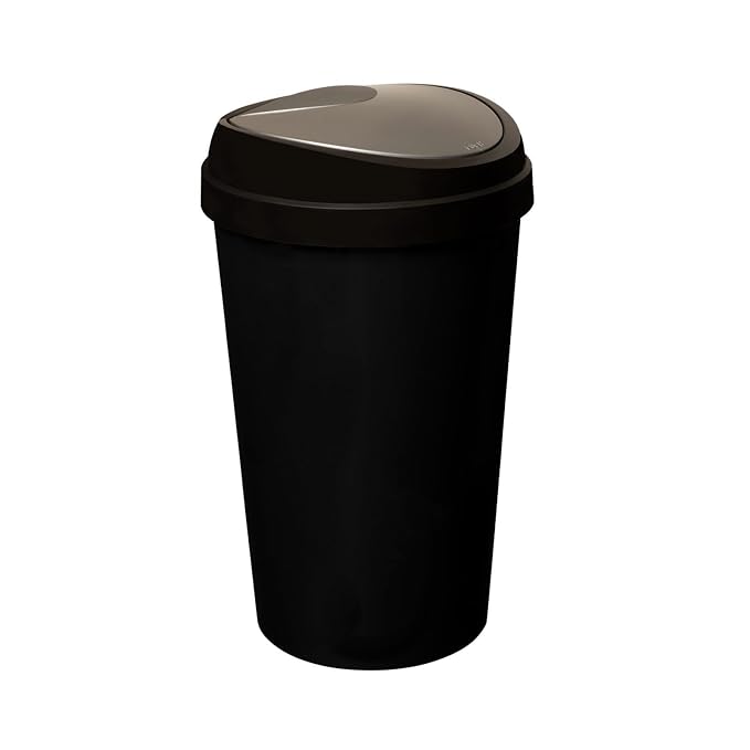 50L Top Touch Kitchen Bin Large Indoor Rubbish Bin with Coloured Lids (Black, Blue, Red, Silver, Green, Yellow) – Hands-Free Waste Disposal for Kitchen, Home, Office & Recycling (SILVER)