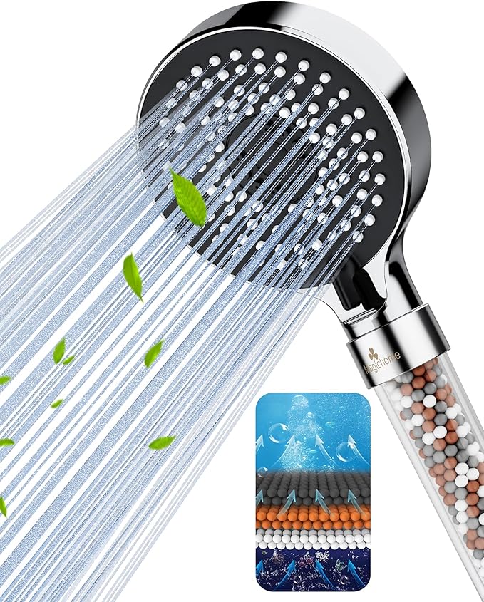 Magichome Shower Head, Upgraded Filter Shower Head High Pressure 5 Modes, Universal Hard Water Filter Showerhead with Extra Replaceable Accessories