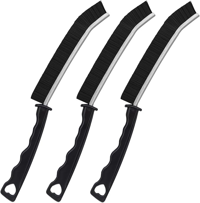 3 Pcs Crevice Cleaning Brush,Hard Bristle Premium Crevice Cleaning Tool,for Narrow Corners in Home Kitchen Bathroom and Window Groove,Black