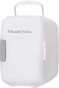Russell Hobbs RH4CLR1001 4L/6 Can Portable Mini Cooler & Warmer for Drinks, Cosmetics/Makeup/Skincare, AC/DC Power, Retro Style, White, For Bedroom, Home, Caravan, Car[Energy Class A+]