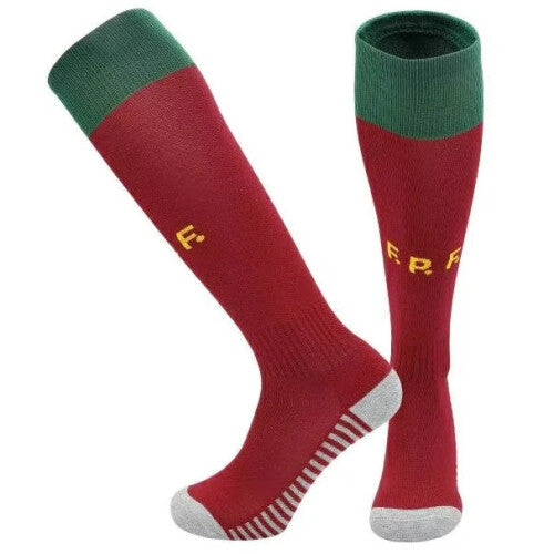 (Kids EU 30-36, Portugal) Football Socks For Argentina Home Kids and Adults Training Sport Racing Stocking
