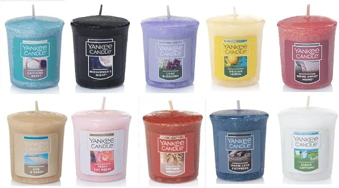 Yankee Candle Value Bundle with 10 Votive Scented Candles, Mixed Popular Fragrances, Set of 10