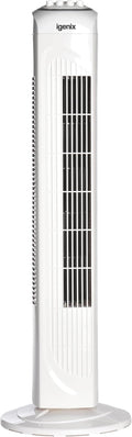 Igenix DF0030 Oscillating Tower Fan, 45 Watt Power, 30 Inch, 3 Speed Settings High, Medium & Low, 2 Hour Timer with Auto Shut Off, Quiet Operation, White