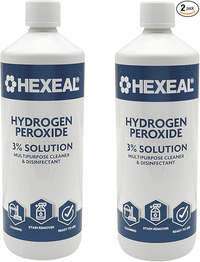 Hexeal Hydrogen Peroxide 2L – 2 x 1L Bottles of 3% Hydrogen Peroxide – Multipurpose Cleaner, Disinfectant and Stain Remover