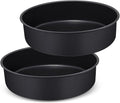 HaWare 8 inch Cake Tin Set of 2, Non-Stick Stainless Steel Round Baking Pan for Baking Roasting Serving, Birthday Wedding Layer Cake Tins, Healthy & Non-Toxic, Rust Resistant (20cm, Black)