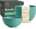 Wrova Large Deep Bowls Set of 6-40 oz Salad Bowl for Kitchen, Plastic Bowls Reusable Microwave and Dishwasher Safe Serving Bowl for Salad, Soup, Ramen - GreenColors