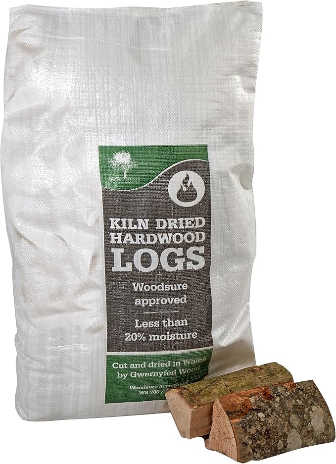 Kiln Dried Hardwood Logs - Jumbo 60 Litre Sack (approx 18kg) Perfect for Log Burners, Wood Stoves Open fires, Fire Pits and Pizza Ovens - Woodsure Approved (1 x 60L Sack)