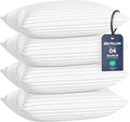 Utopia Bedding Stripe Luxury Bed Pillows 4 Pack, for Back, Stomach & Side Sleepers, Ideal for Master Bedrooms & Hotels, 48 x 74 cm Standard Size, White