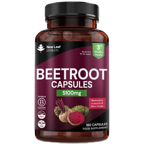 Beetroot Capsules - Potent 5100mg P/S 180 Vegan Capsule + Black Pepper
