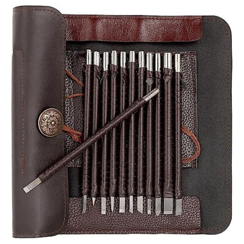 12 PCS Stone Carving Tool, Tungsten Steel Chisels, Kit for Alabaster, Soft Limestone, Stone, Wood