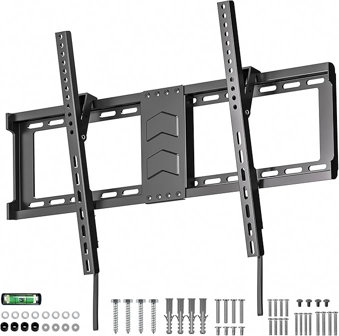 TV Wall Bracket for 43–75", Slim Heavy Duty Tilt TV Wall Mount with Adjustable Pull Cords, for Living Room, Bedroom, Office, Gaming Room or Home Theatre, 75kg Load, Max VESA 600x400mm