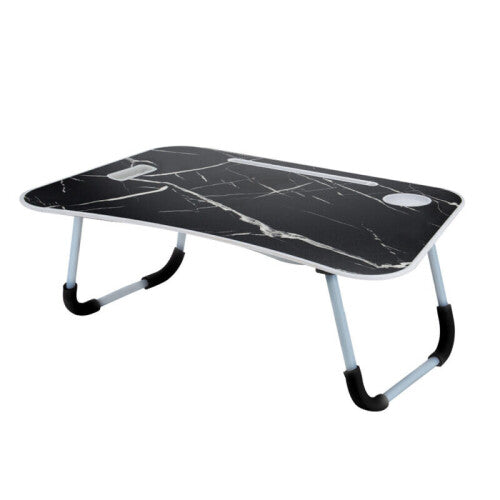 (Black Marble) Laptop Table Stand FoldingDesk Bed Computer