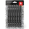 Arteza Black Fabric Markers [Set of 6] Dual-Tip Permanent Laundry Pen